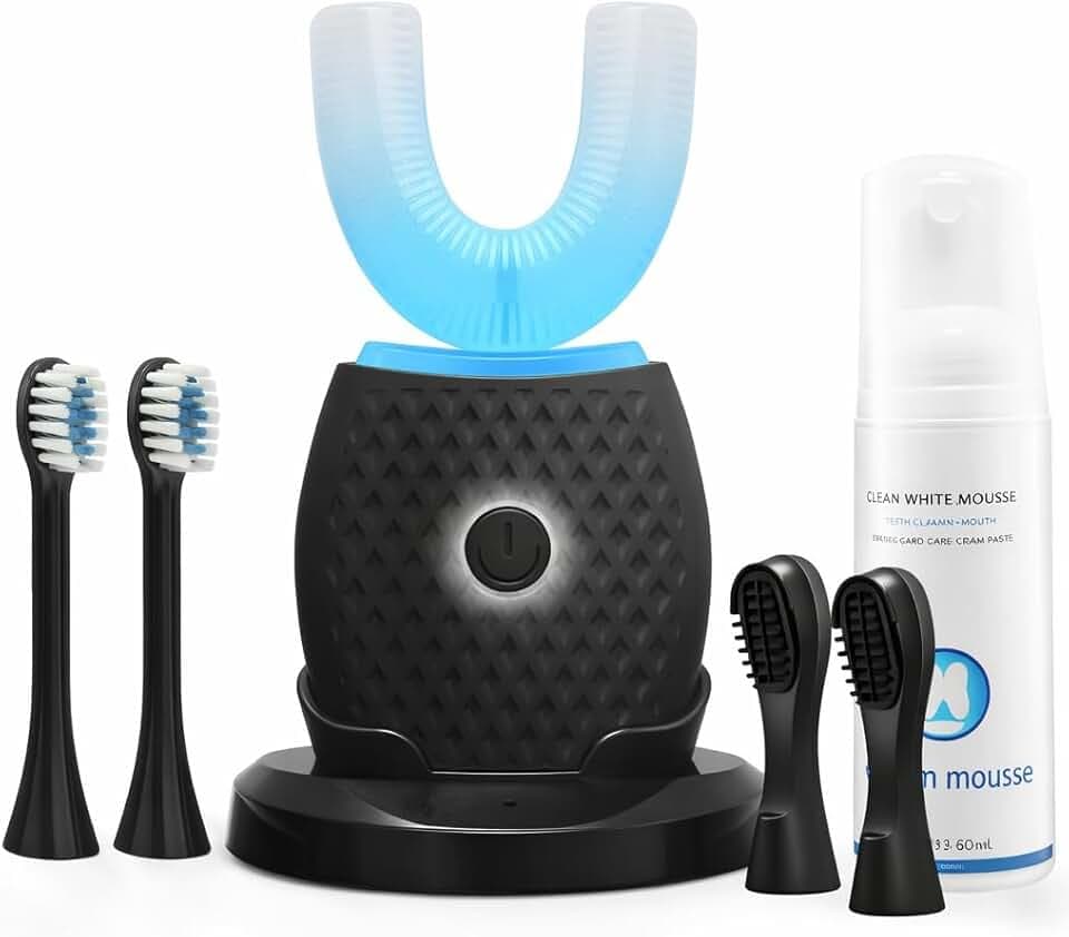 U-Shaped Electric Toothbrush – Comfort-Focused Design with Secure Grip for Daily Oral Hygiene at Home (Black)