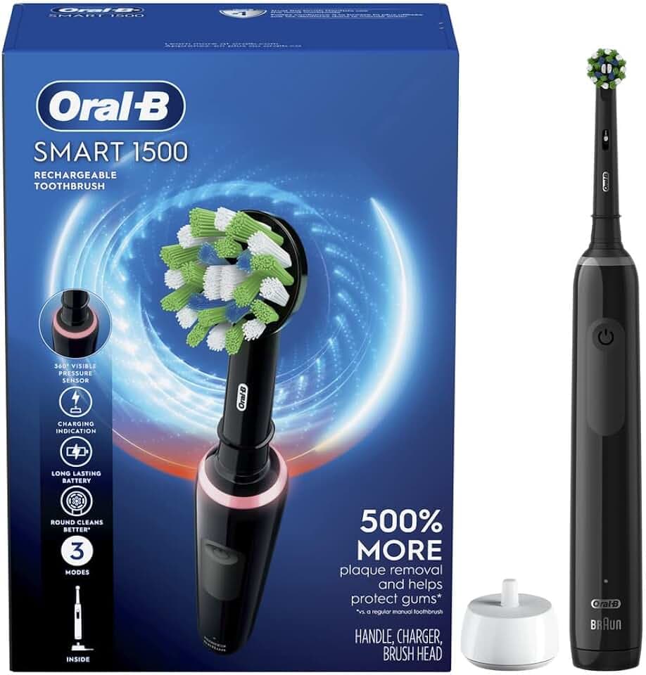 Oral-B Smart 1500 Electric Power Rechargeable Battery Toothbrush, Black