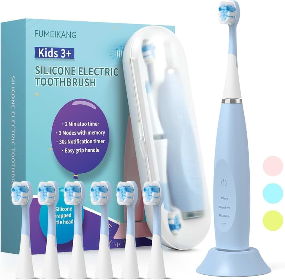 Kids Electric Toothbrushes Sonic Rechargeable Tooth Brush Gifts for Boys and Girls Smart Timer Power Toothbrush - Blue 3 4 5 6 7 8 9 10 11 12 (Blue)