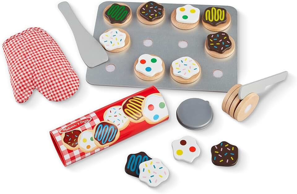 Melissa &amp; Doug Slice &amp; Bake Cookie Set with Wooden Play Food, Colorful Toppings &amp; Play Kitchen Accessories, Preschool Learning Toys for Girls &amp; Boys 3+