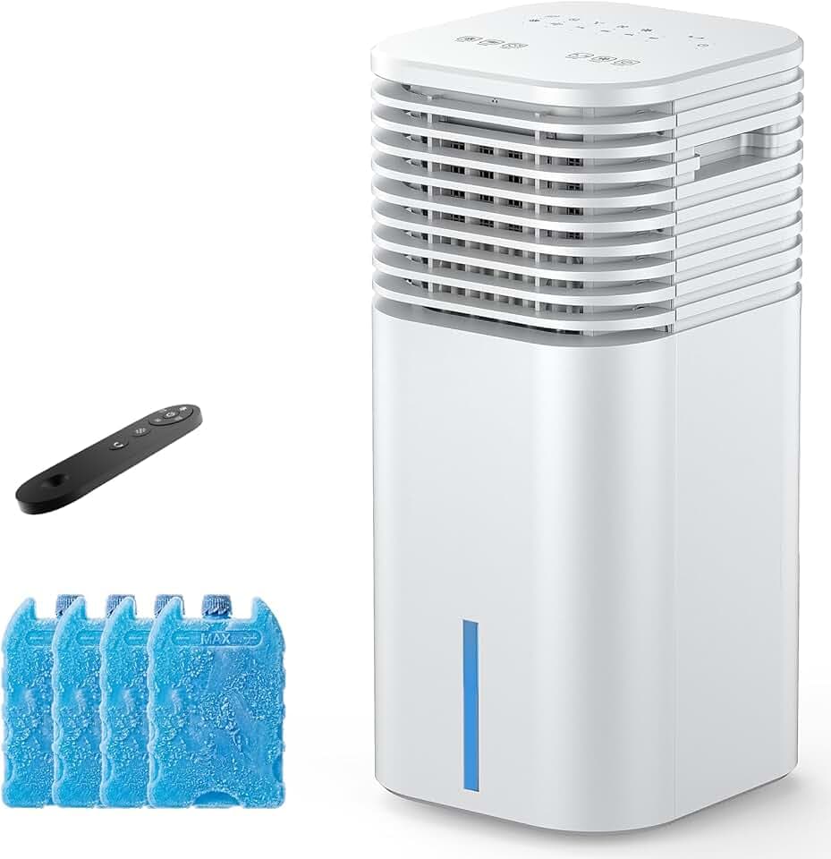 24" Windowless Portable Air Conditioner, 15H Timer &amp; 120°Oscillation, 3-IN-1 Portable AC Unit with Remote, 2-Gal Tank, 3 Modes &amp; 3 Speeds, Ultra-Quiet Ventless Swamp Cooler for Home Office, White