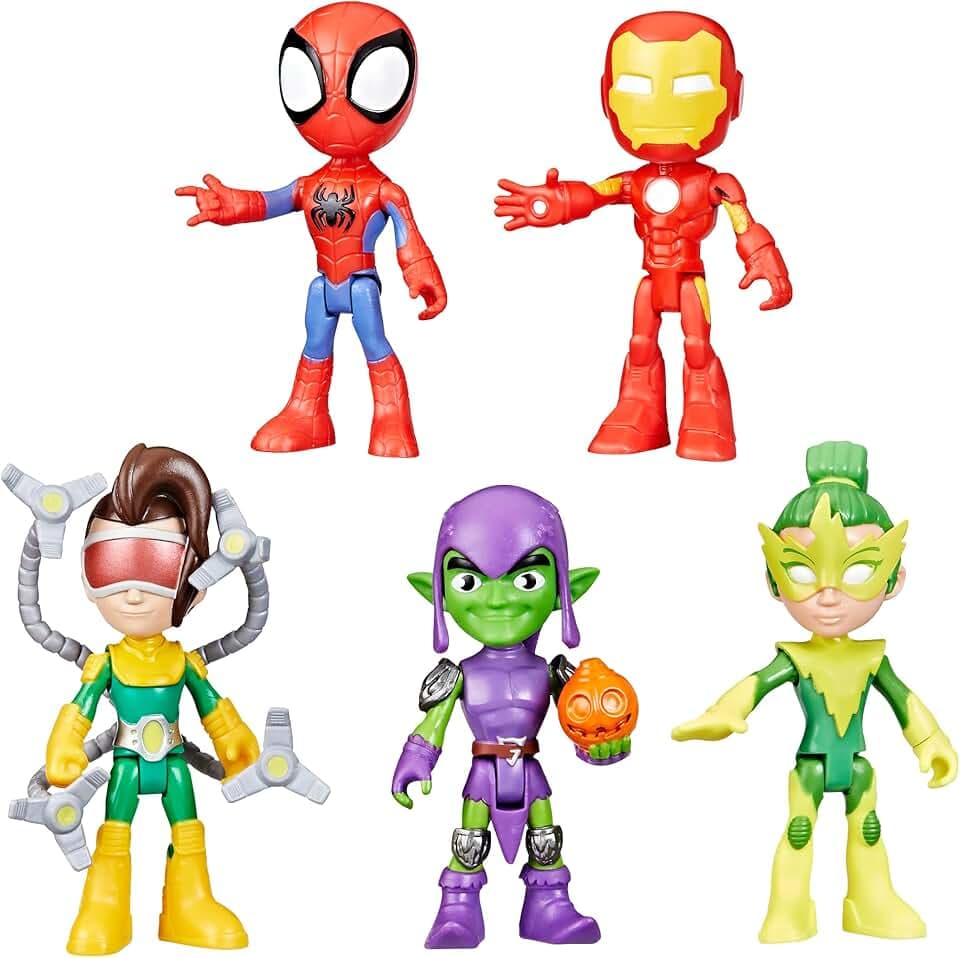 Spidey and his Amazing Friends Hasbro Marvel, Friends &amp; Foes Pack, 5 Action Figures, 4-Inch, Preschool Super Hero Toys for Kids Ages 3 and Up (Amazon Exclusive)