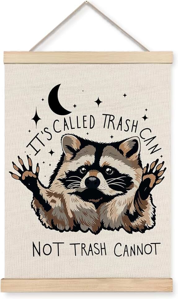 Foritho Funny Motivational Raccoon Poster Wall Art Framed, Gifts for Raccoon Lovers, It's Called Trash Can Inspirational Trash Panda Canvas Prints Wall Decor for Home Kitchen Office, 12x16 Inch