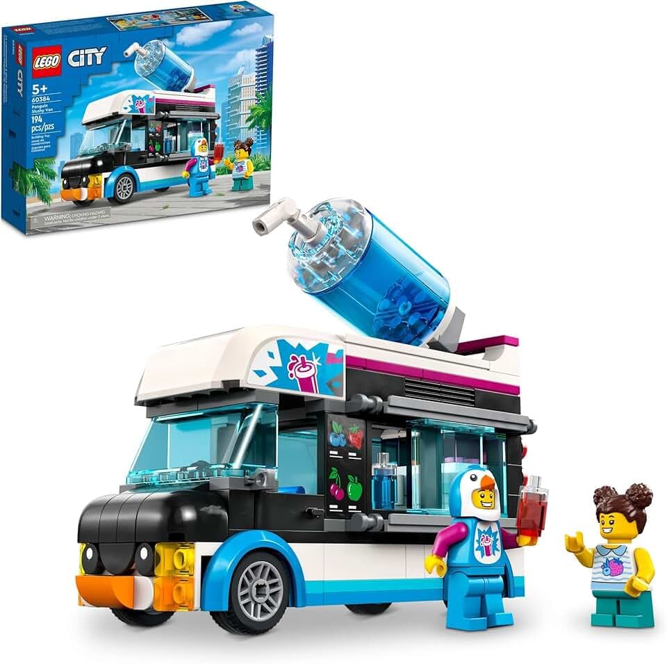 LEGO City Penguin Slushy Van Building Toy - Featuring a Truck and Costumed Minifigure, Great Gift Idea for Boys and Girls, Truck Toy for Kids Ages 5 and Up, 60384