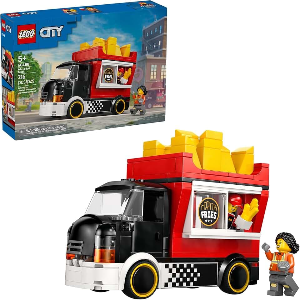 LEGO City Fries Food Truck Building Toy for Kids - Pretend Play Truck Toy for Boys &amp; Girls, Ages 5+ - Mobile Restaurant Playset W/2 Minifigures &amp; Detachable Kiosk - Gift Idea for Birthdays - 60488